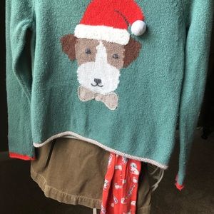 Mini Boden Girls Christmas Sweater skirt tights